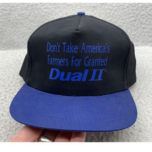 VTG Dual II Hat Snapback Blockhead Hat Mens OSFM Black‎ Blue American Farmers